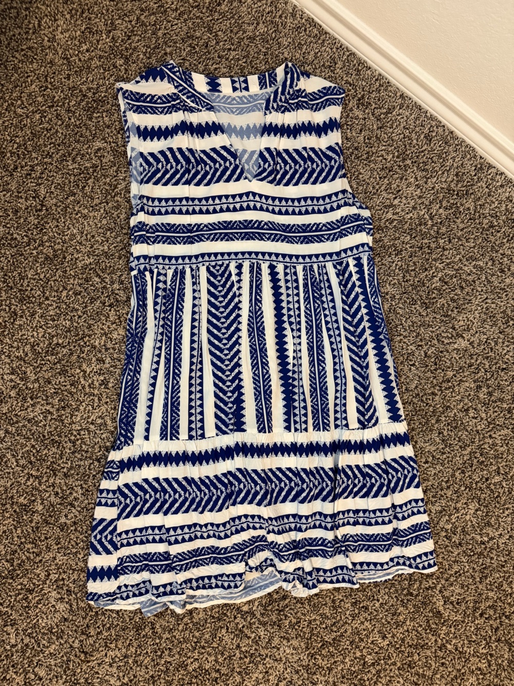Geo Striped Sleeveless Mini Dress